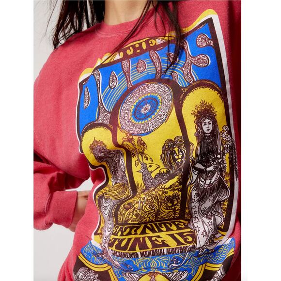 Free People The Doors Oversized Maroon Sweatshirt One Size - Picture 4 of 6